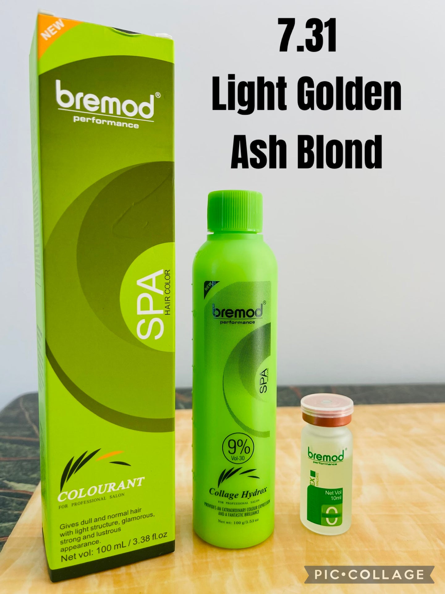 Bremond 7.31 Light Golden Ash Blond Hair colour Set with 9%oxidant cream