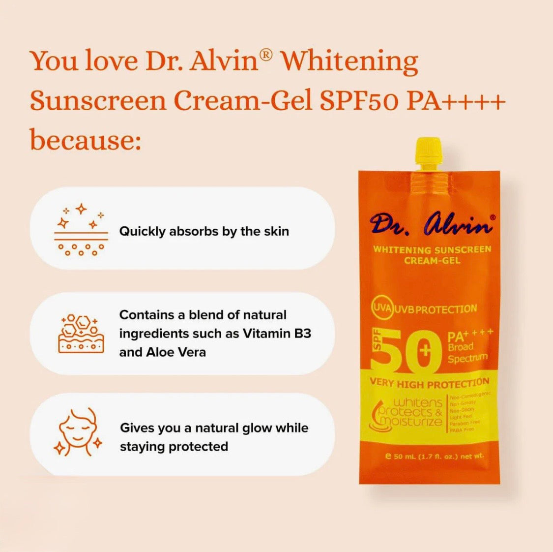 Dr. Alvin whitening Sunscreen Cream-Gel