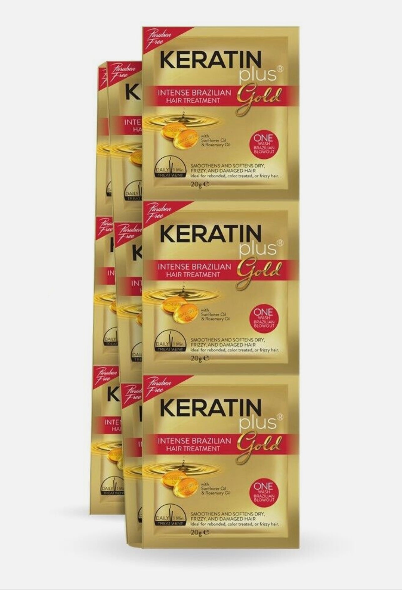 Keratin Plus Gold Intense Brazilian Hair Treatment 12 sachets