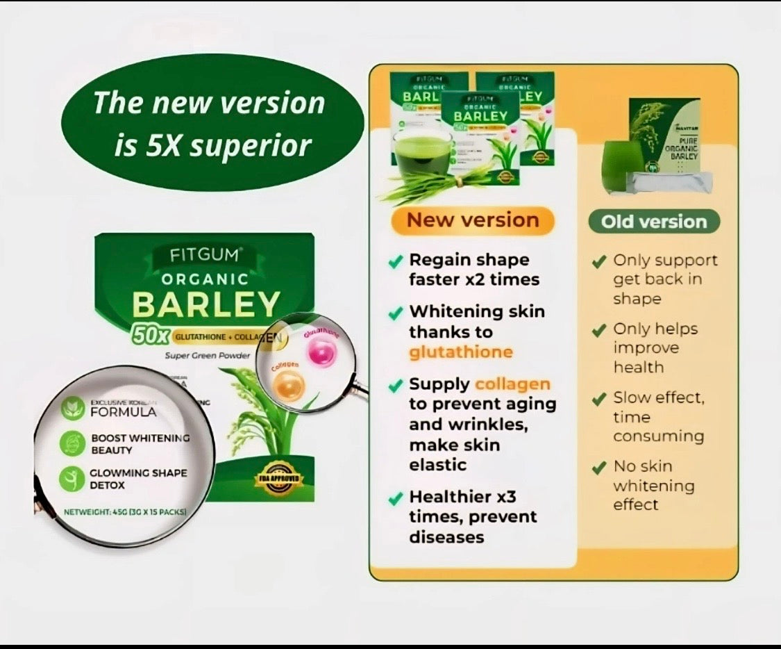 Fitgum Organic Barley with Glutathione +Collagen
