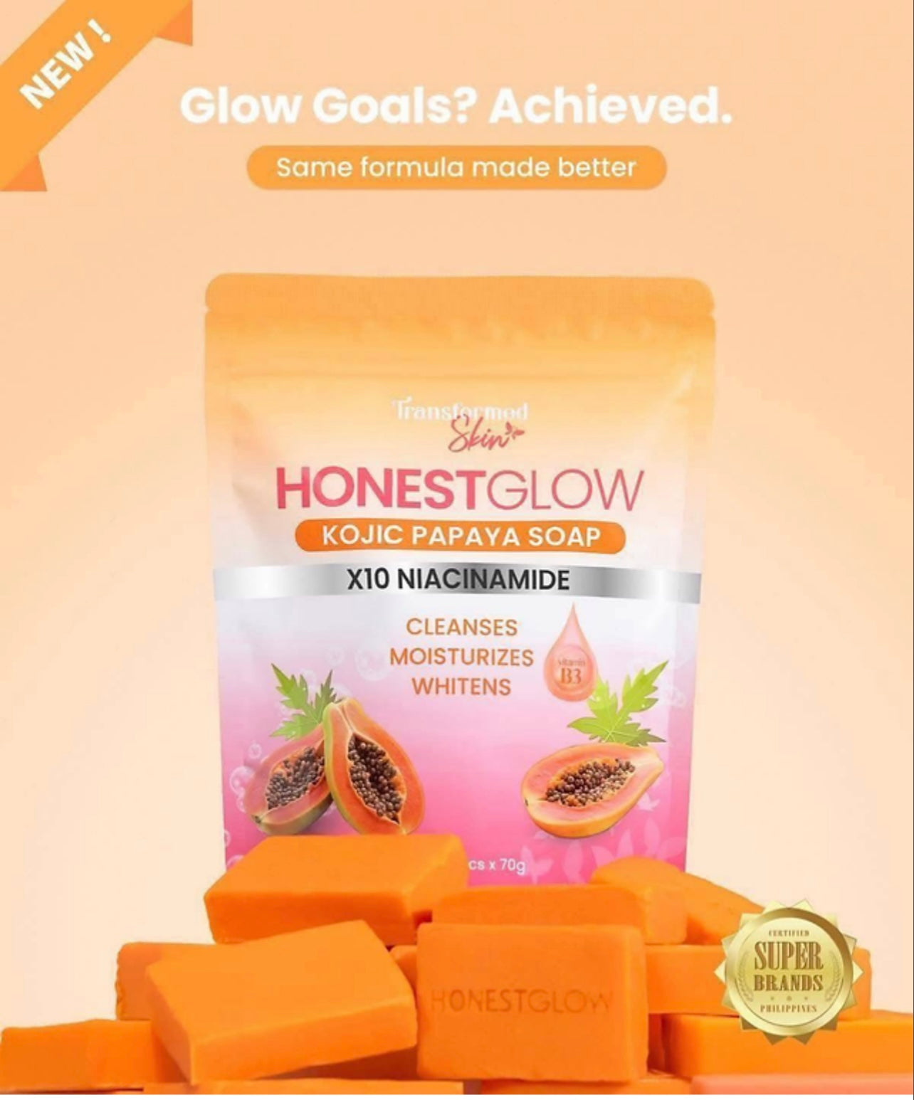 Honest Glow Kojic Papaya Soap 5 pcs