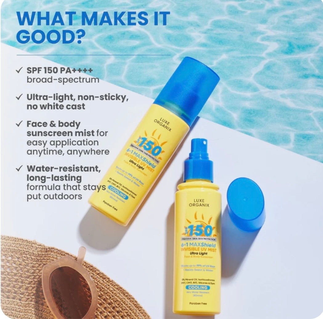 Luxe Organix SPF 150 6 in 1 Maxshield Invisible UV Mist