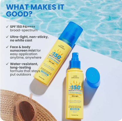 Luxe Organix SPF 150 6 in 1 Maxshield Invisible UV Mist