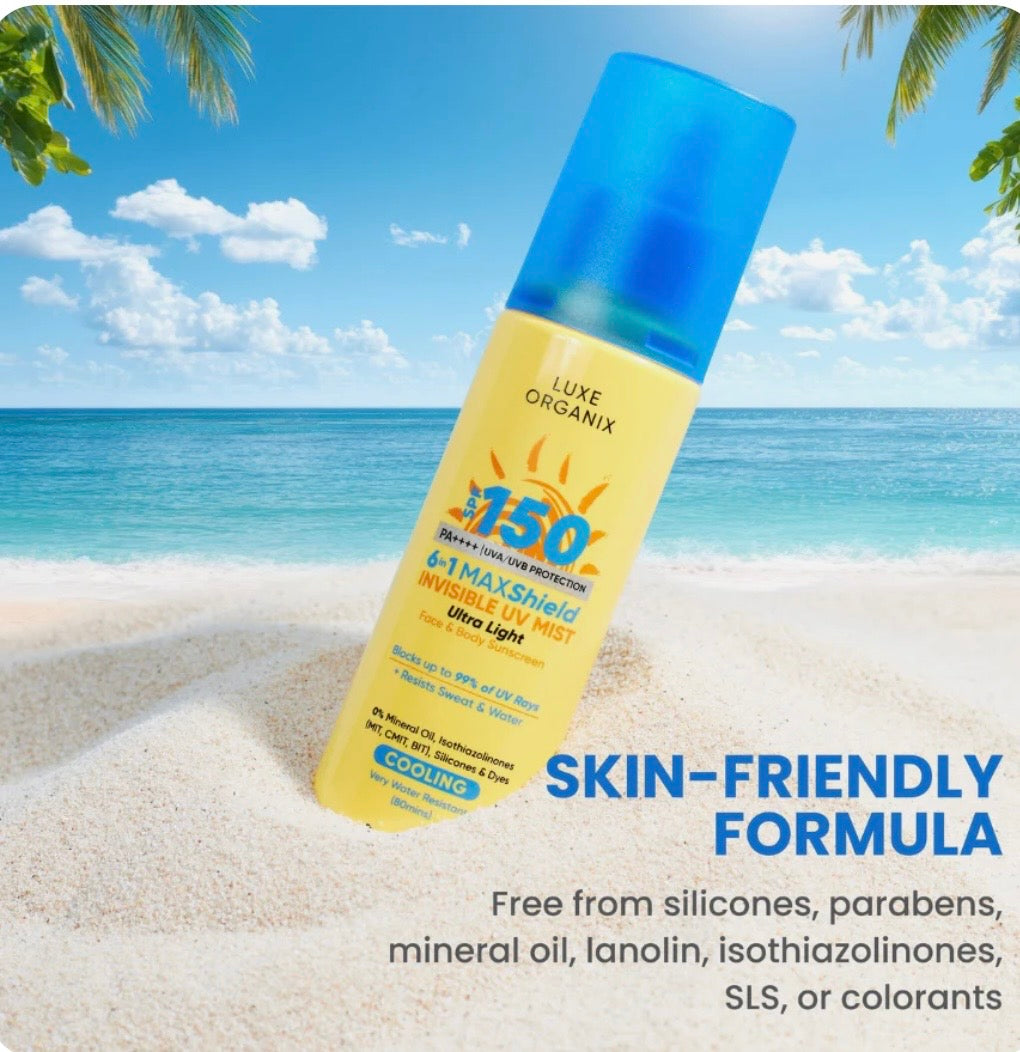 Luxe Organix SPF 150 6 in 1 Maxshield Invisible UV Mist