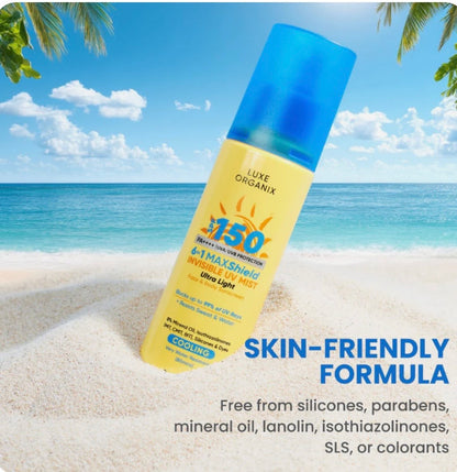 Luxe Organix SPF 150 6 in 1 Maxshield Invisible UV Mist