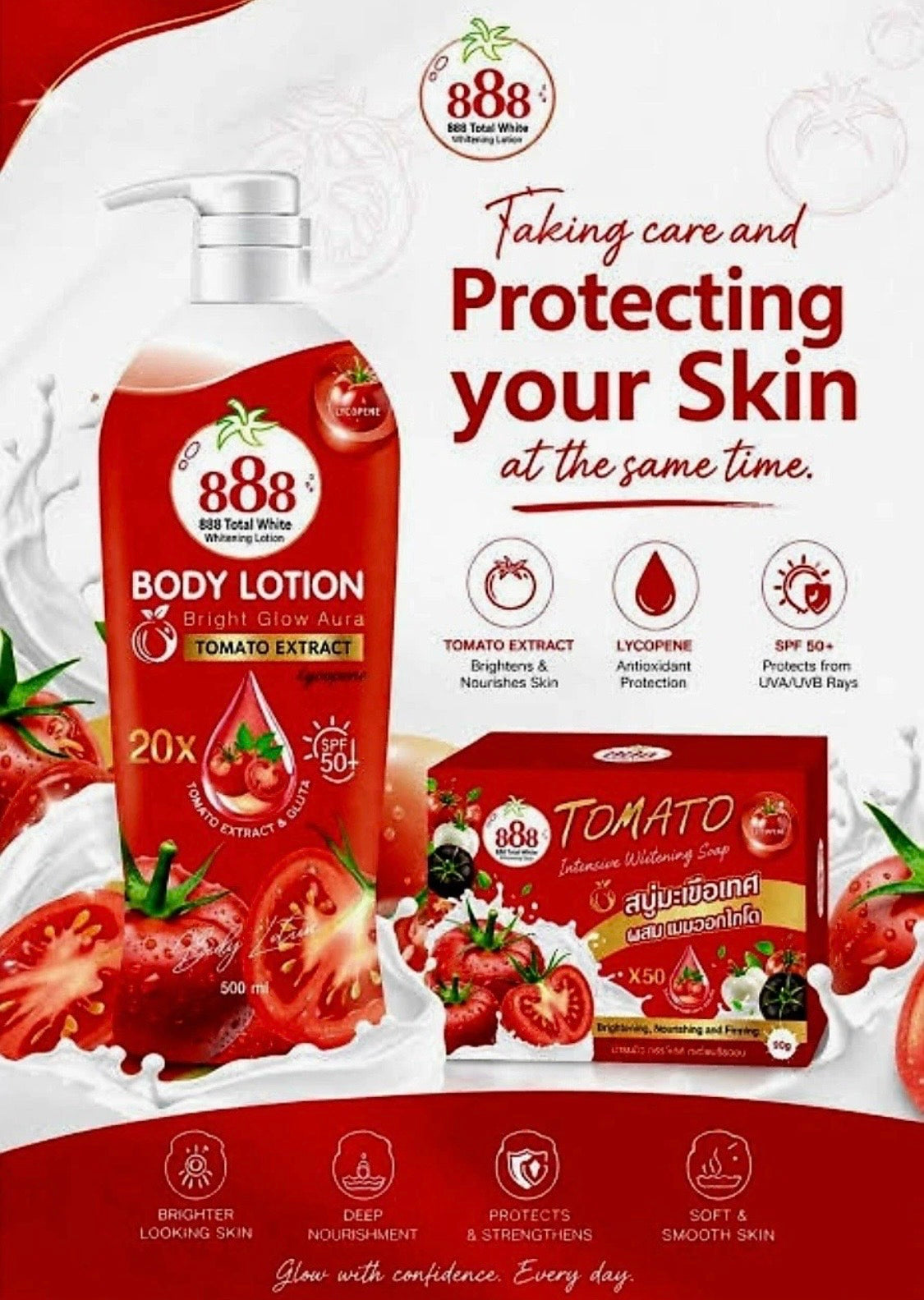 888 Tomato Extracts Body Lotion SPF 50+ 500ml