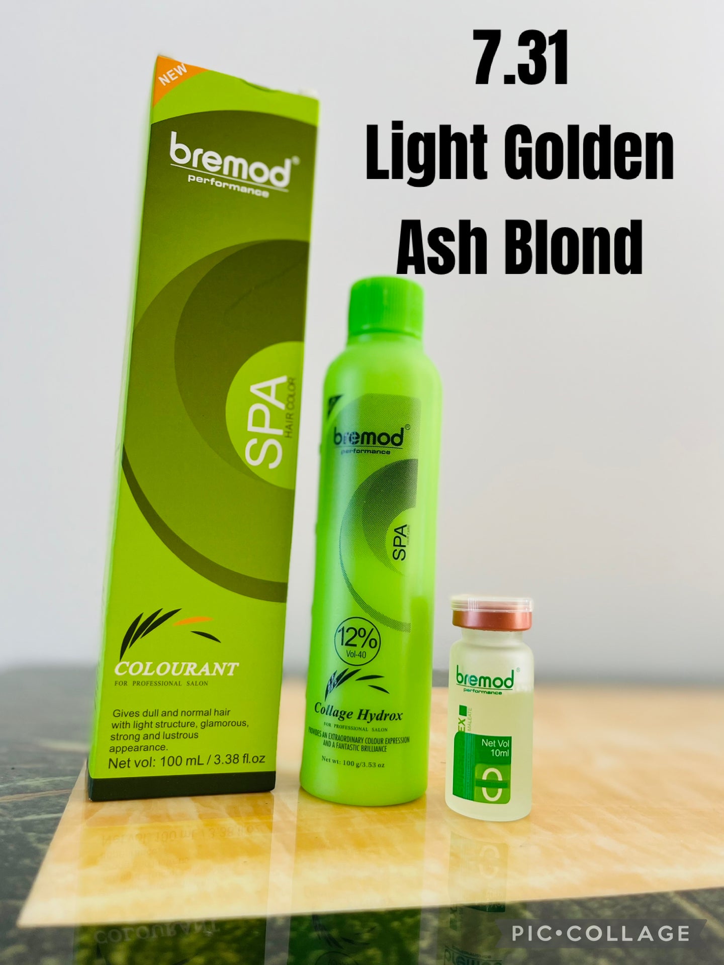 Bremod 7.31 Light Golden Ash Blond set with 12% oxidant cream
