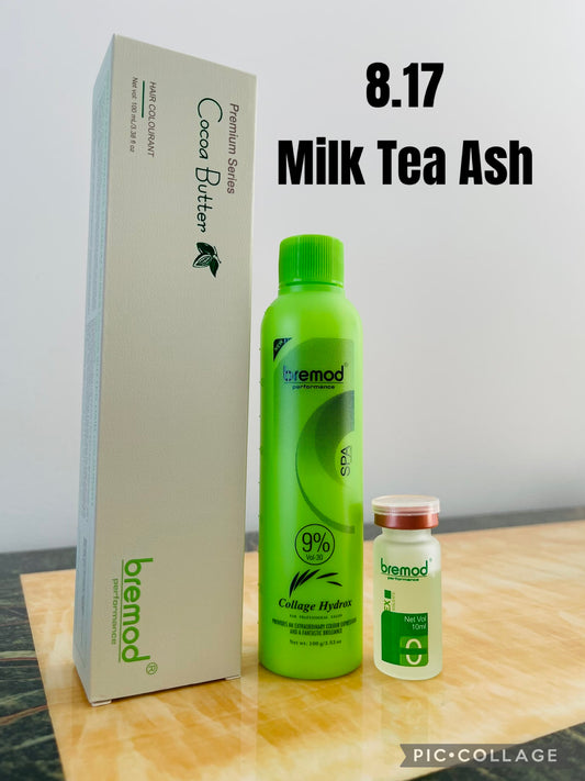 Bremod 8.17 Milk Tea Ash Hair Colour Set with 9% oxidant cream