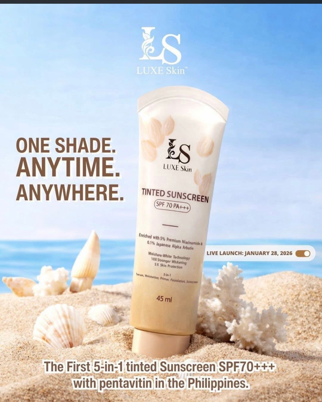 Luxe Skin Tinted Suncreen spf 70 pa+++