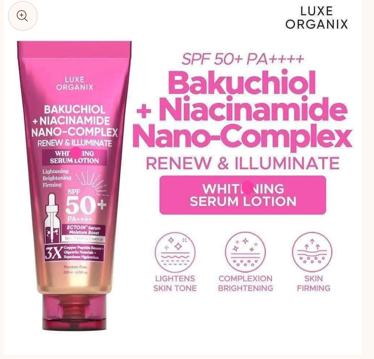 Luxe Organix Bakuchiol+Niacinamide Nano-Complex Whitening Serum Lotion