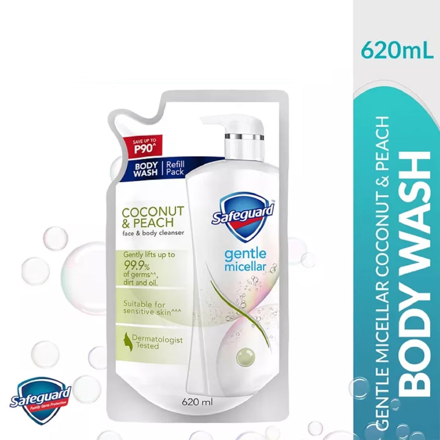 Safe guard coconut & peach face and body cleanser