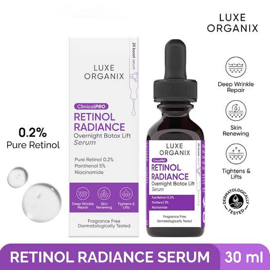 Luxe Organix Retinol Radiance Overnight Botox Lift Serum